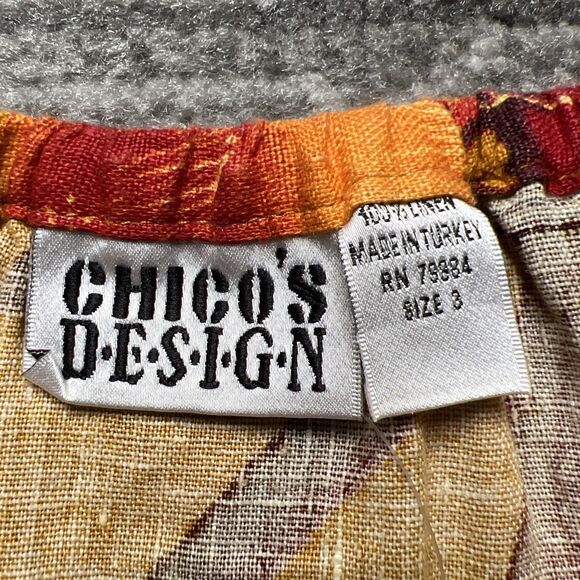 Chico's Design Linen Matching Set Size L/XL Tropical Print Jacket Wrap Skirt NWT - Picture 6 of 16
